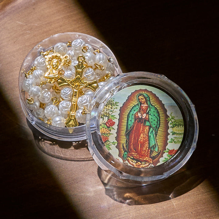 FREE Today: Elegant White Rose Devotional Beads Rosary with Our Lady Box for Blessings - image 5