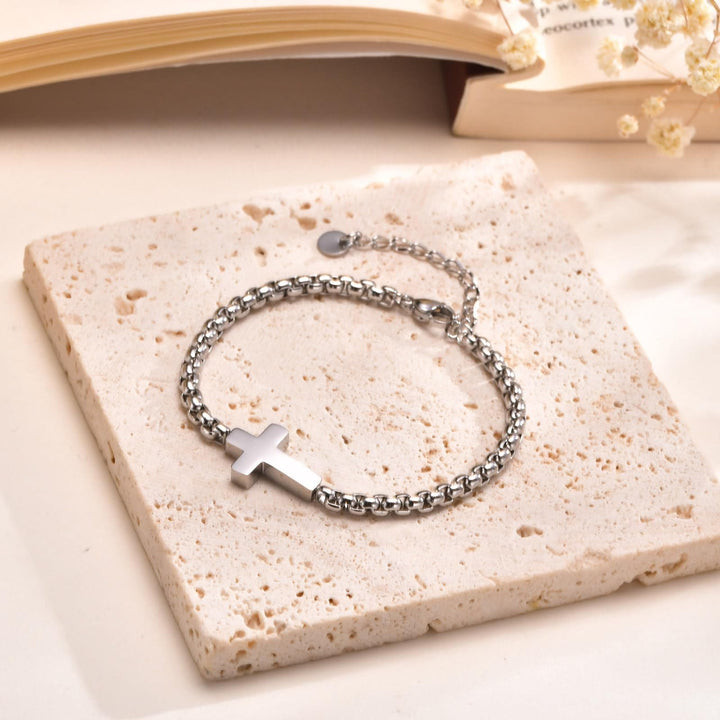 Christianartworkshop Minimalist Cross Chain Bracelets: Two Colors with Blessing Card - image 11