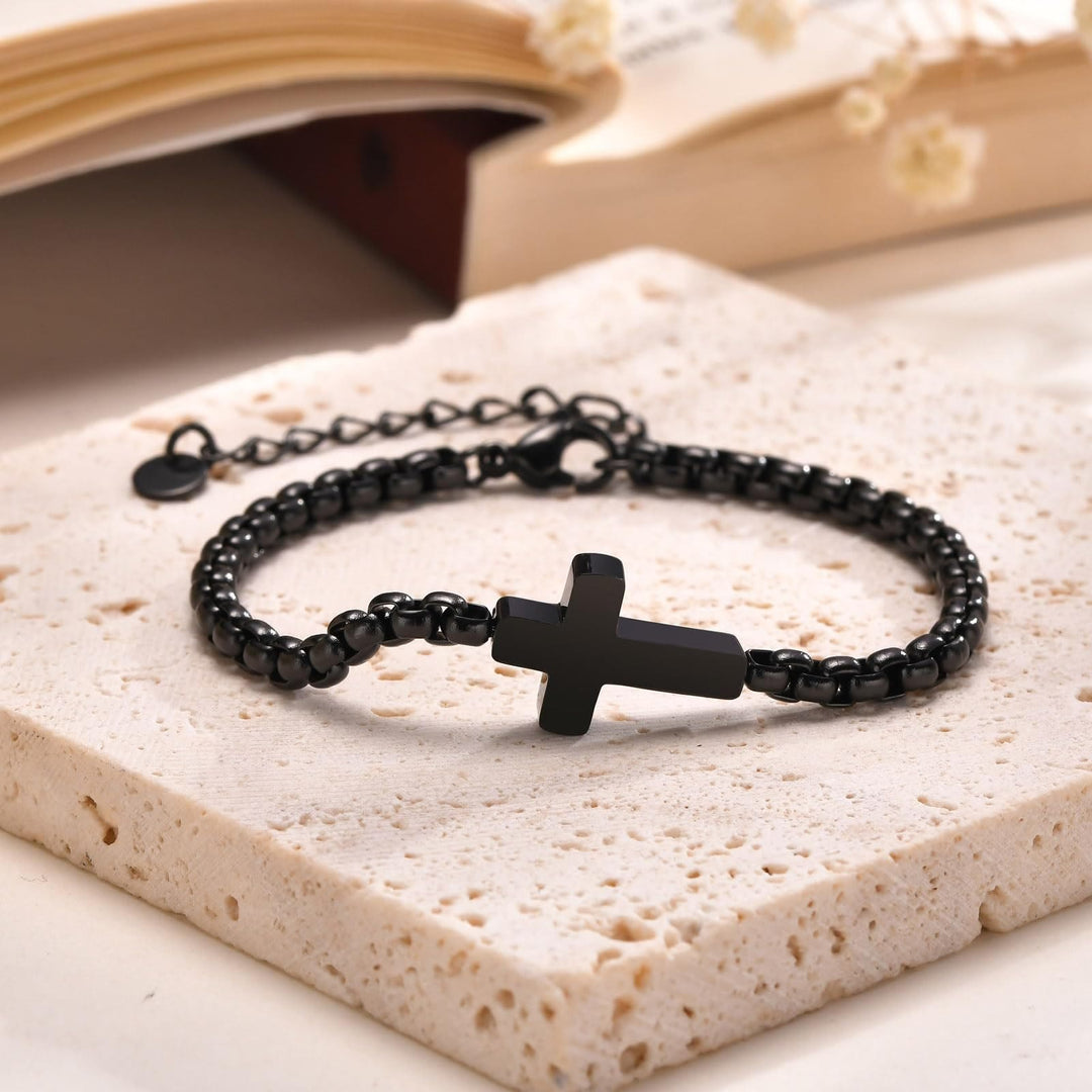 Christianartworkshop Minimalist Cross Chain Bracelets: Two Colors with Blessing Card - image 4