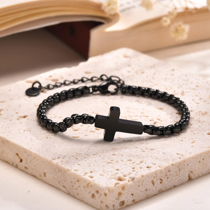 Christianartworkshop Minimalist Cross Chain Bracelets: Two Colors with Blessing Card - image 4