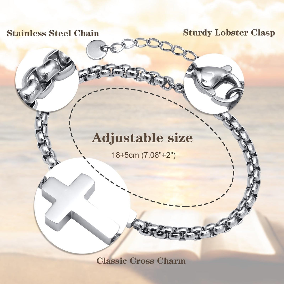 Christianartworkshop Minimalist Cross Chain Bracelets: Two Colors with Blessing Card - image 12