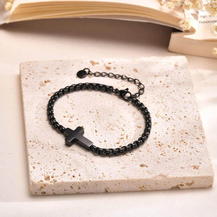 Christianartworkshop Minimalist Cross Chain Bracelets: Two Colors with Blessing Card - image 5