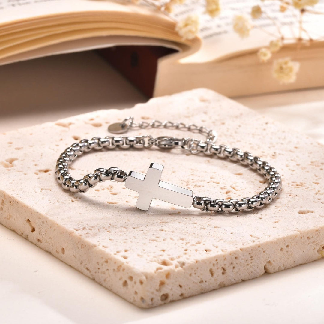 Christianartworkshop Minimalist Cross Chain Bracelets: Two Colors with Blessing Card - image 10