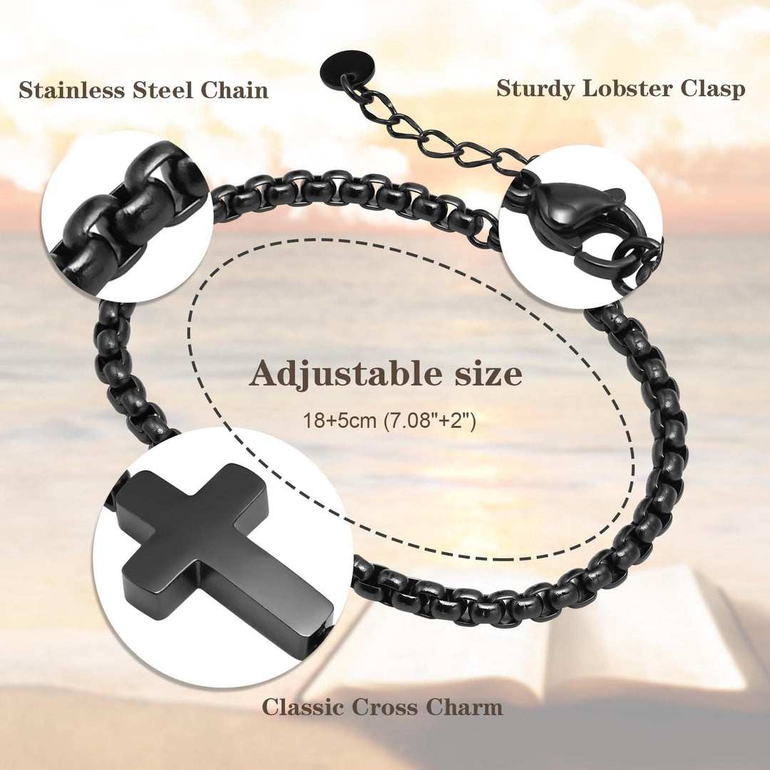 Christianartworkshop Minimalist Cross Chain Bracelets: Two Colors with Blessing Card - image 6