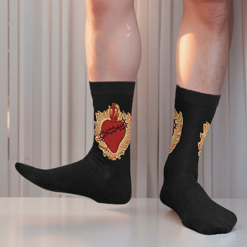 Christianartworkshop Sacred Heart Faith Unisex Socks Radiating Love and Spiritual Protection - image 2