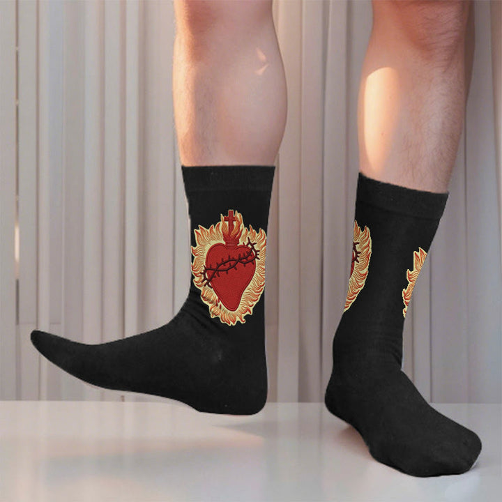 Christianartworkshop Sacred Heart Faith Unisex Socks Radiating Love and Spiritual Protection - image 2