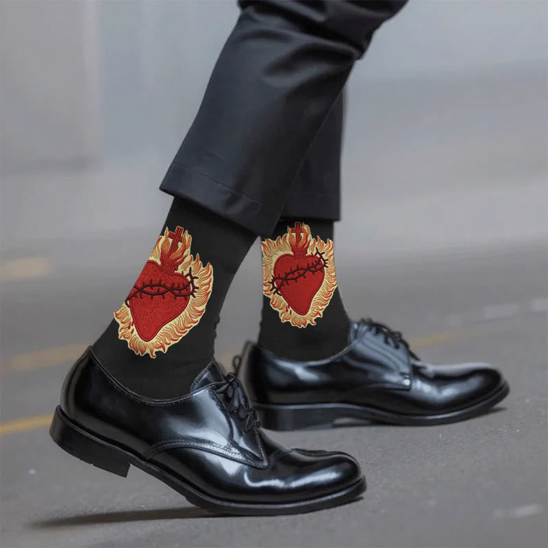 Christianartworkshop Sacred Heart Faith Unisex Socks Radiating Love and Spiritual Protection - One Size Fits Most (EU 36-46 / US 4-13) - 10 Pairs - image 1