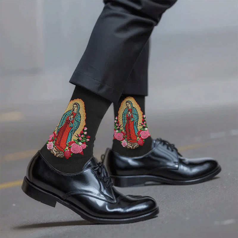 Christianartworkshop Faithful Our Lady of Guadalupe Unisex Socks Bringing Faith and Daily Blessings - One Size Fits Most (EU 36-46 / US 4-13) - 10 Pairs - image 1