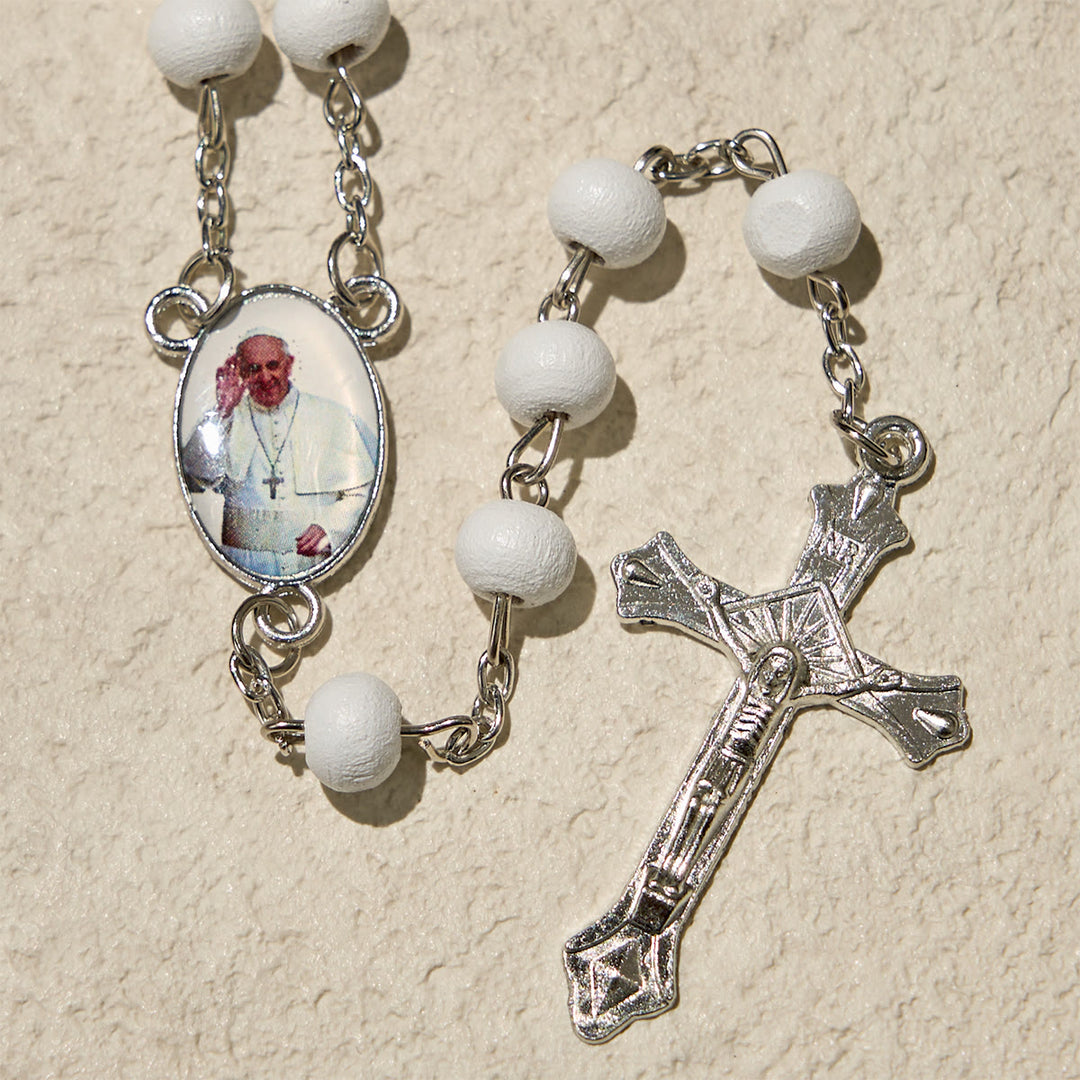 Christianartworkshop Divine Wooden Rosary in Red and White with Pope Francis Blessing Case - image 10