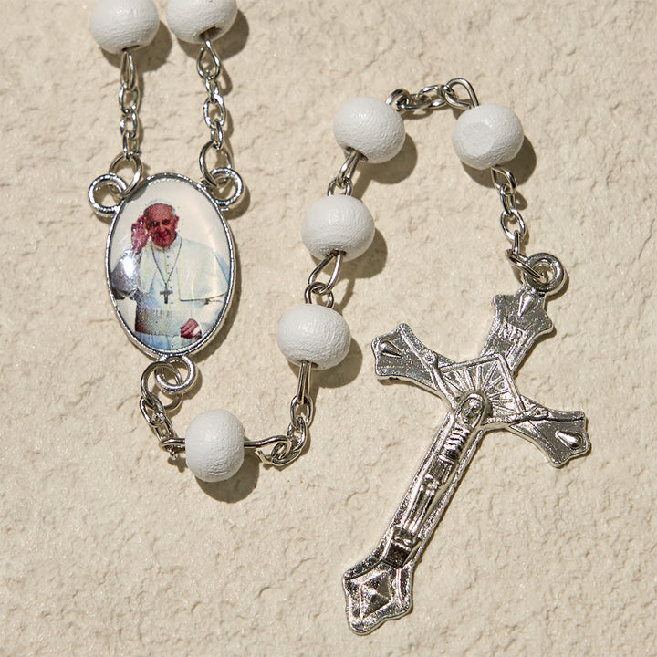 Christianartworkshop Divine Wooden Rosary in Red and White with Pope Francis Blessing Case - image 10