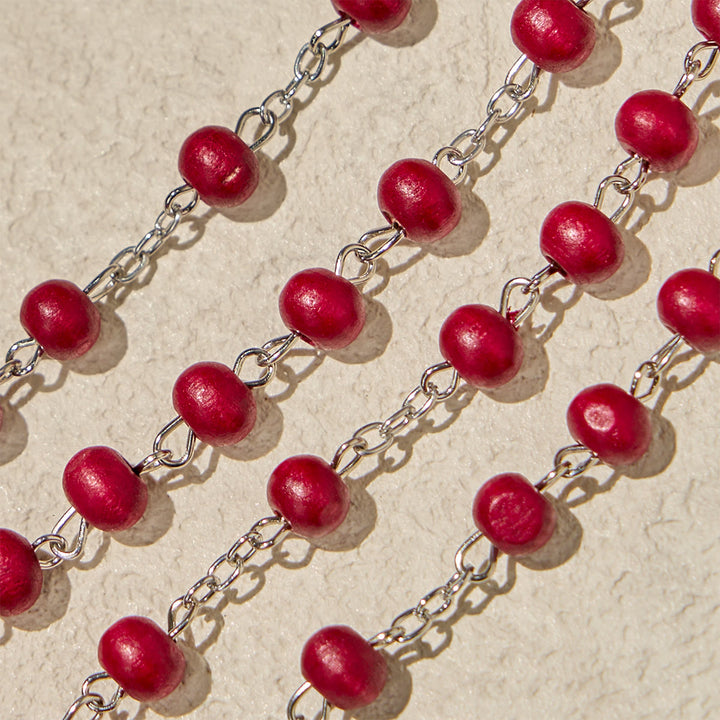 Christianartworkshop Divine Wooden Rosary in Red and White with Pope Francis Blessing Case - image 11