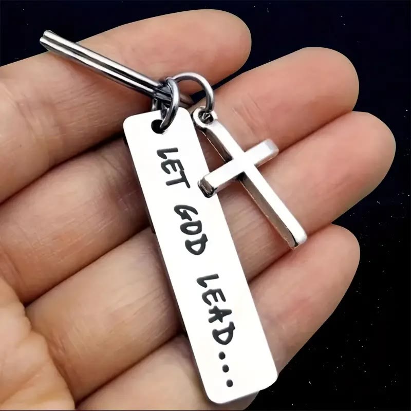 Christianartworkshop Inspirational Cross Keychain Let God Lead Daily Reminder of Faith - image 3