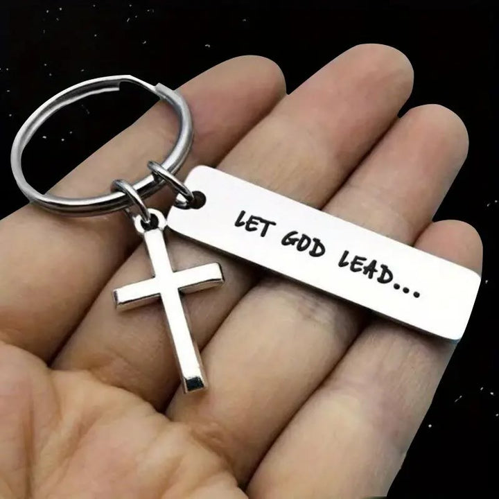 Christianartworkshop Inspirational Cross Keychain Let God Lead Daily Reminder of Faith - image 4