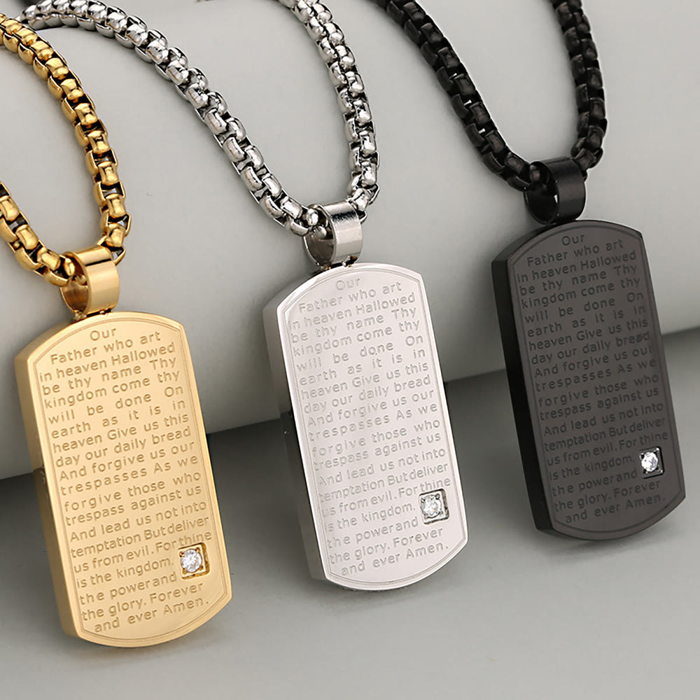 Christianartworkshop Three Color Lord's Prayer Rectangular Necklace Expressing Faith and Hope - image 2