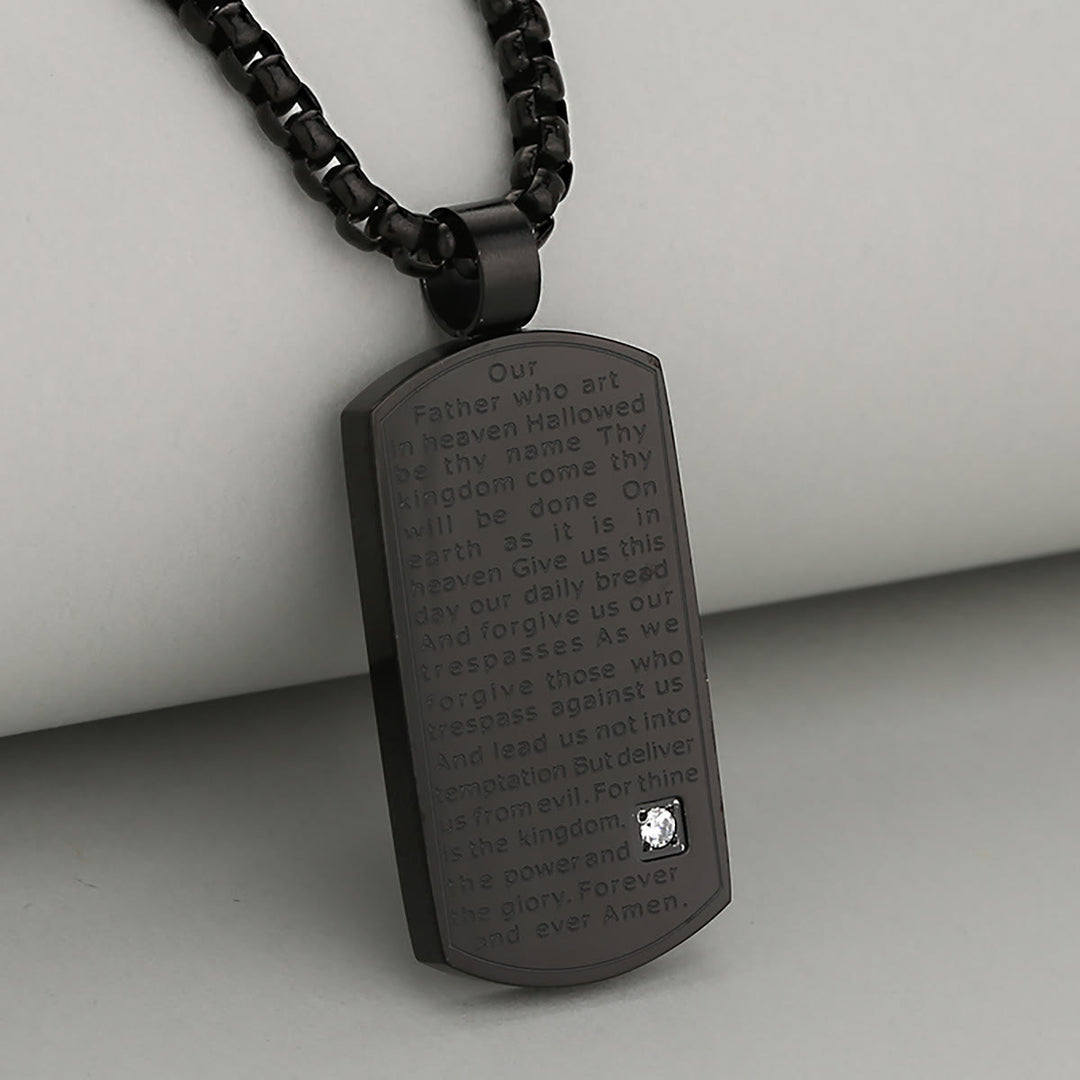 FREE Today: Three Color Lord's Prayer Rectangular Necklace Expressing Faith and Hope - Black - image 3