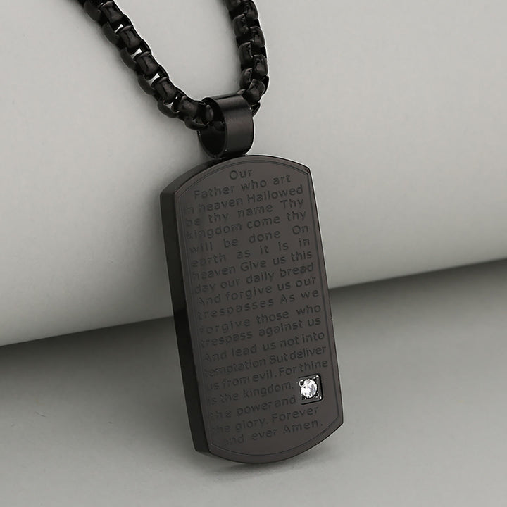 FREE Today: Three Color Lord's Prayer Rectangular Necklace Expressing Faith and Hope - Black - image 3