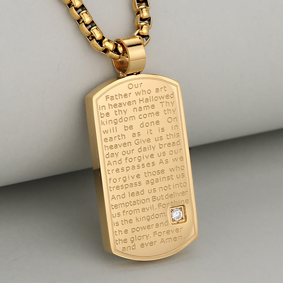 Christianartworkshop Three Color Lord's Prayer Rectangular Necklace Expressing Faith and Hope - Golden - image 1