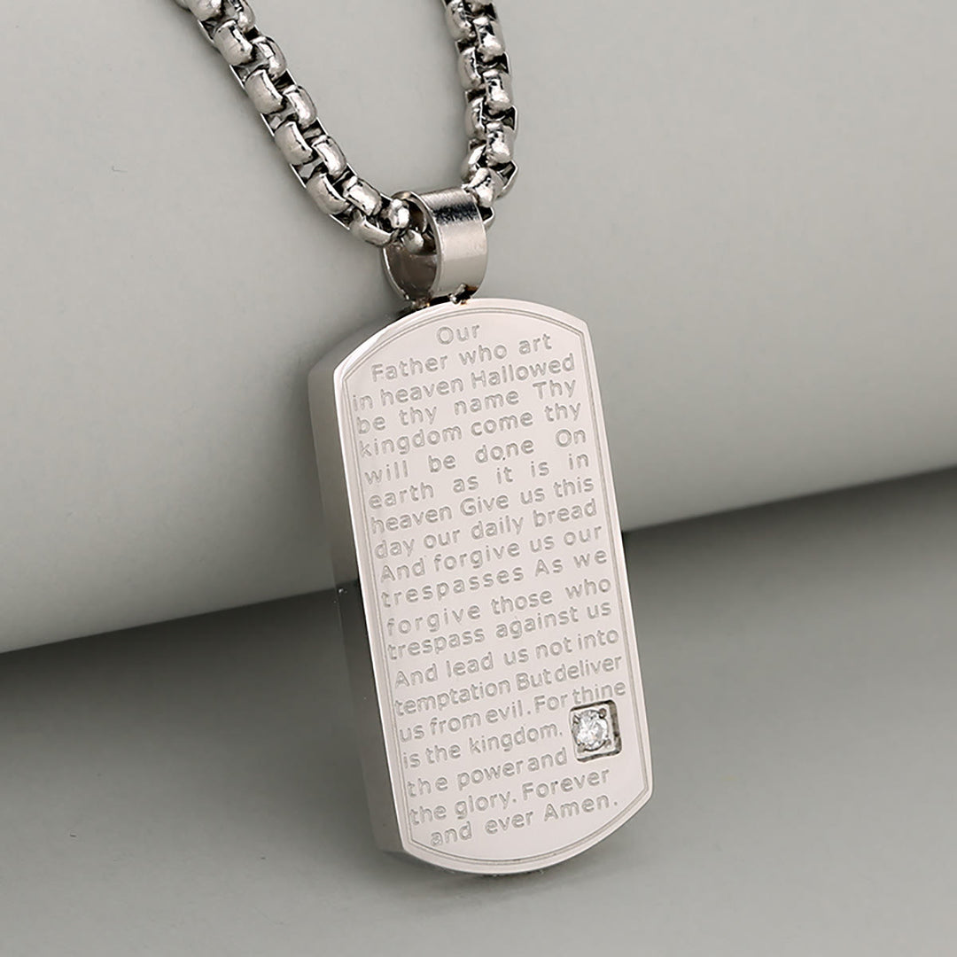 FREE Today: Three Color Lord's Prayer Rectangular Necklace Expressing Faith and Hope - Silver - image 2