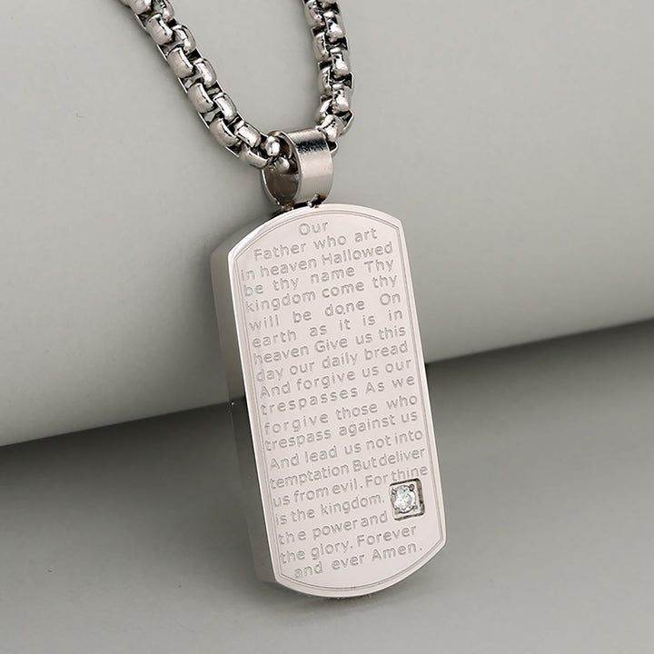 FREE Today: Three Color Lord's Prayer Rectangular Necklace Expressing Faith and Hope - Silver - image 2