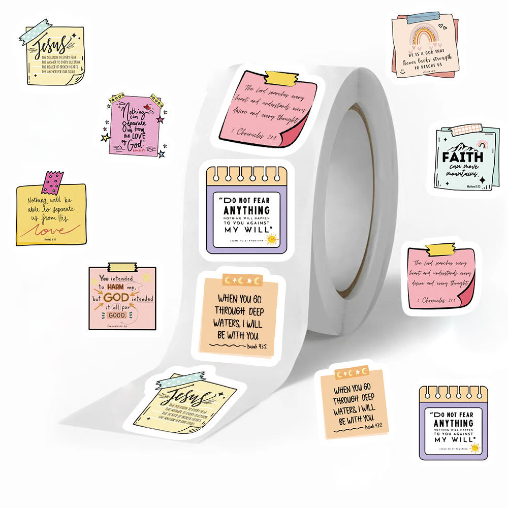 Christianartworkshop Uplifting Bible Note Stickers Roll: Daily Blessings for Journals & Gifts - Roll of 500 pcs - image 1