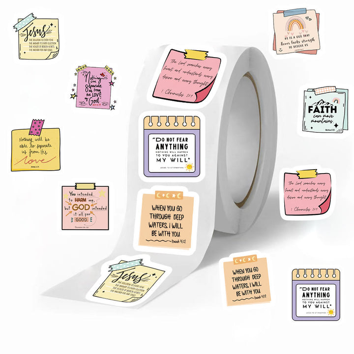Christianartworkshop Uplifting Bible Note Stickers Roll: Daily Blessings for Journals & Gifts - Roll of 500 pcs - image 1
