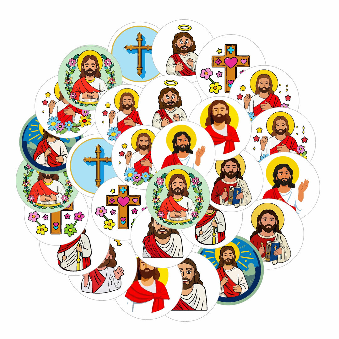 Christianartworkshop Jesus Loves You Round Stickers: 12 Faithful Styles to Share God's Love - 12 stickers per sheet - image 1