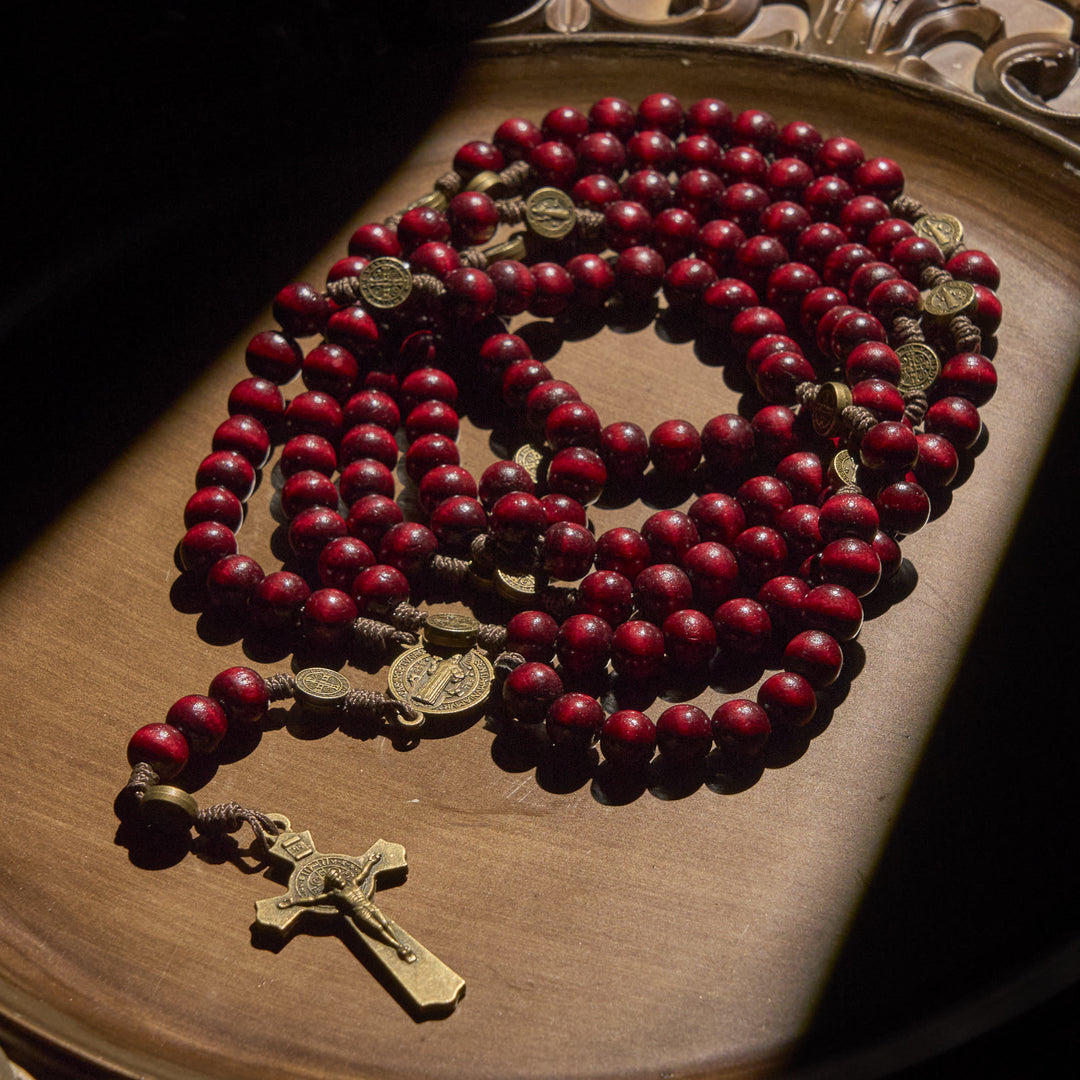 Christianartworkshop 15/20 Decade Olive Wood Rosary with St. Benedict, Crucifix & Waist Chain Design—Divine Devotion in Dual Use - image 10