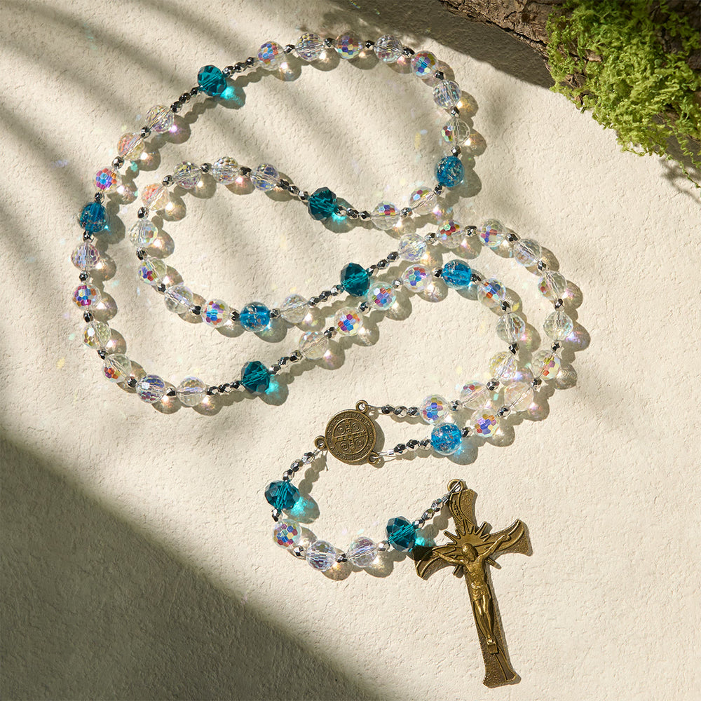Christianartworkshop PRAYERFUL FAITH: Elegant Shining Beads St. Benedict Rosary with Gift Card - image 2