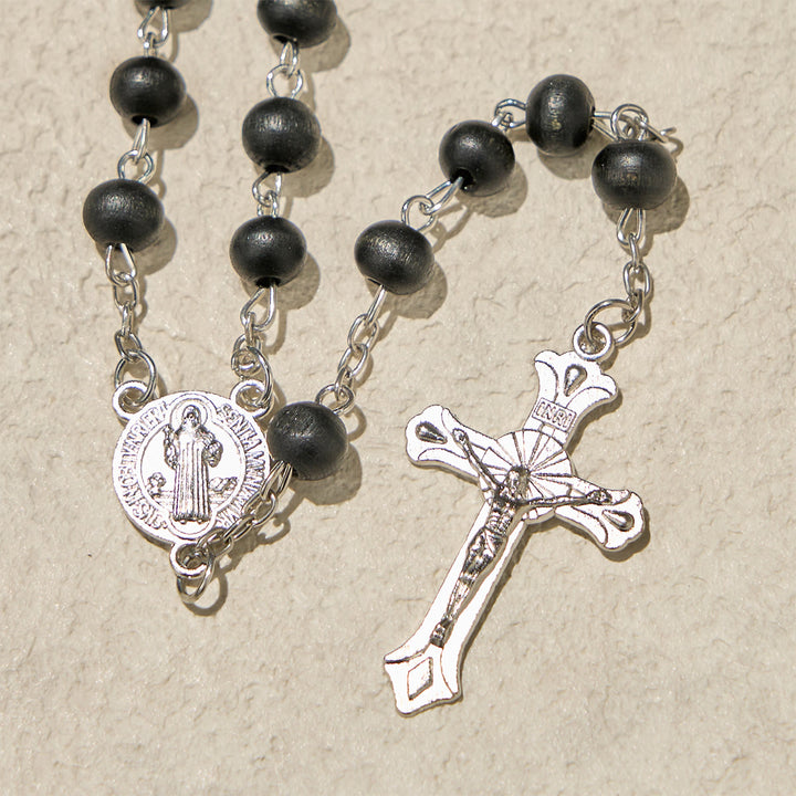 Christianartworkshop Black Wooden Prayer Rosary with Crucifix and Divine Mercy Religious Gift Box - image 4