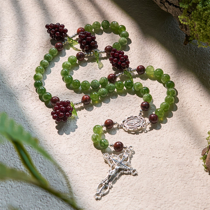 Christianartworkshop Green and Purple Grape Bead Rosary Inspired by Christ the True Vine - image 2
