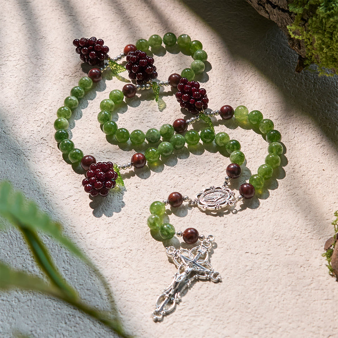 Christianartworkshop Green and Purple Grape Bead Rosary Inspired by Christ the True Vine - image 4
