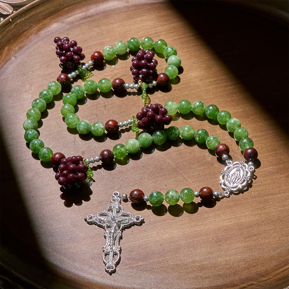 Christianartworkshop Green and Purple Grape Bead Rosary Inspired by Christ the True Vine - image 2