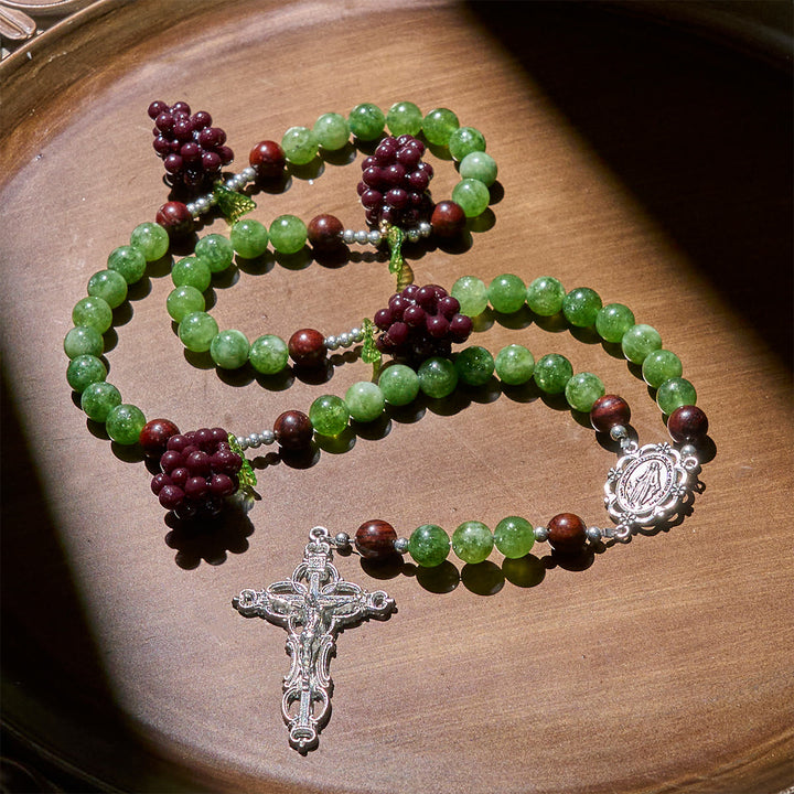 Christianartworkshop Green and Purple Grape Bead Rosary Inspired by Christ the True Vine - image 2