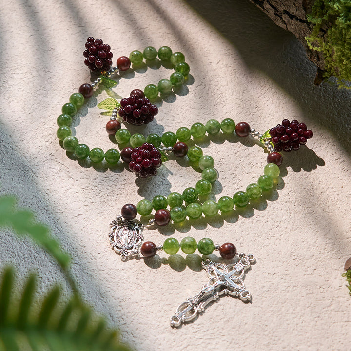 Christianartworkshop Green and Purple Grape Bead Rosary Inspired by Christ the True Vine - image 3