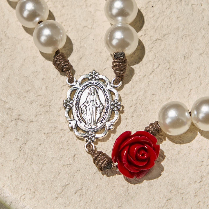FREE Today: Elegant Pearl Rosary with Multicolor Rose Accents Reflecting Devotion and Faith - image 8