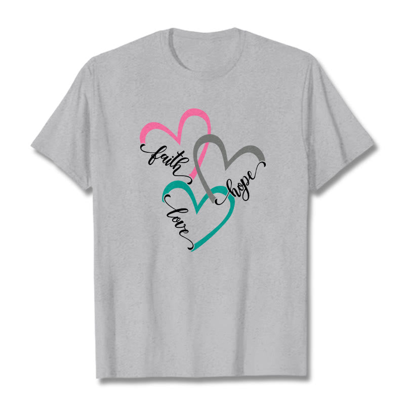 Christianartworkshop Faith Hope Love Christian Heart Design Unisex T-shirt for Believers - Grey - 2XL - image 17