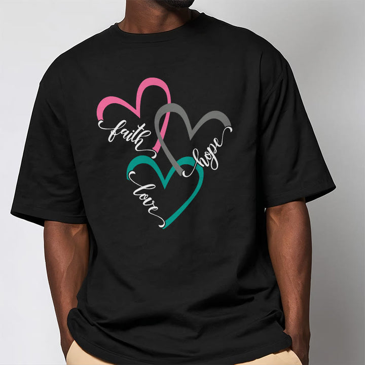 Christianartworkshop Faith Hope Love Christian Heart Design Unisex T-shirt for Believers - image 4