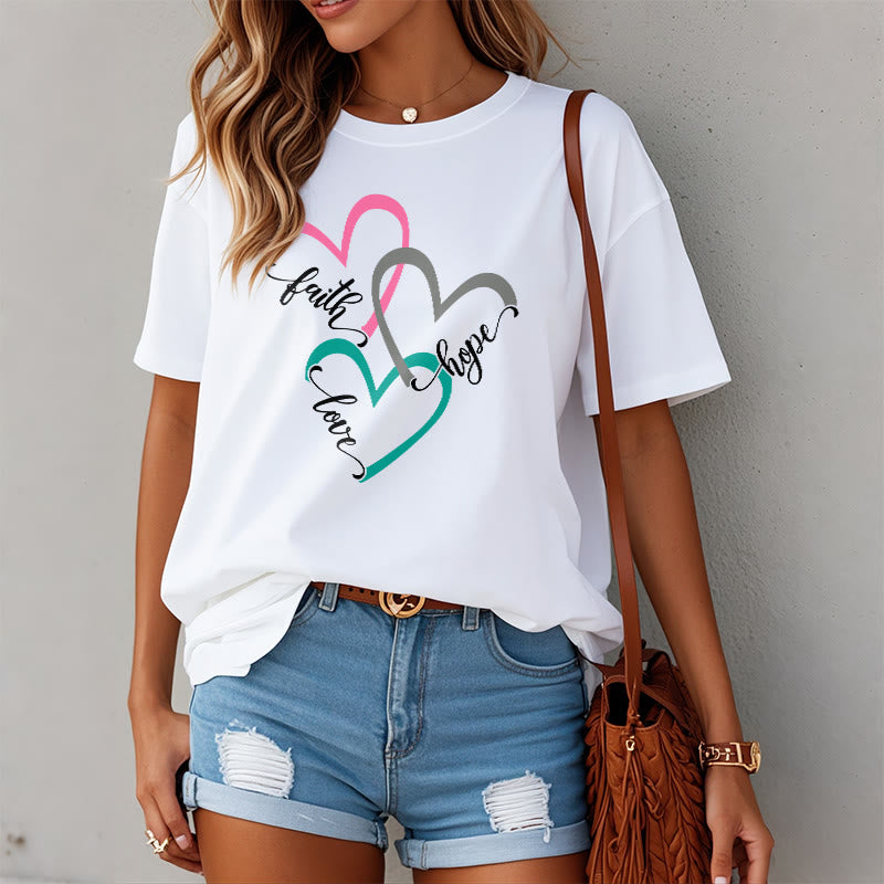 Christianartworkshop Faith Hope Love Christian Heart Design Unisex T-shirt for Believers - image 1