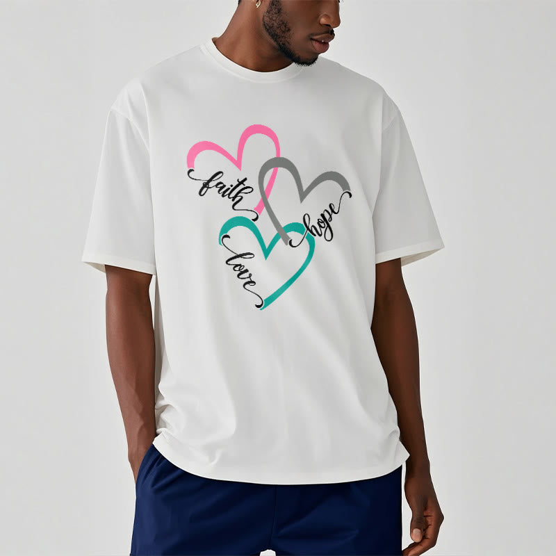Christianartworkshop Faith Hope Love Christian Heart Design Unisex T-shirt for Believers - image 3