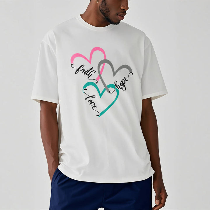 Christianartworkshop Faith Hope Love Christian Heart Design Unisex T-shirt for Believers - image 3