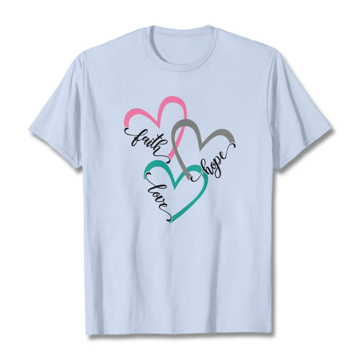 Christianartworkshop Faith Hope Love Christian Heart Design Unisex T-shirt for Believers - Light Blue - 2XL - image 20