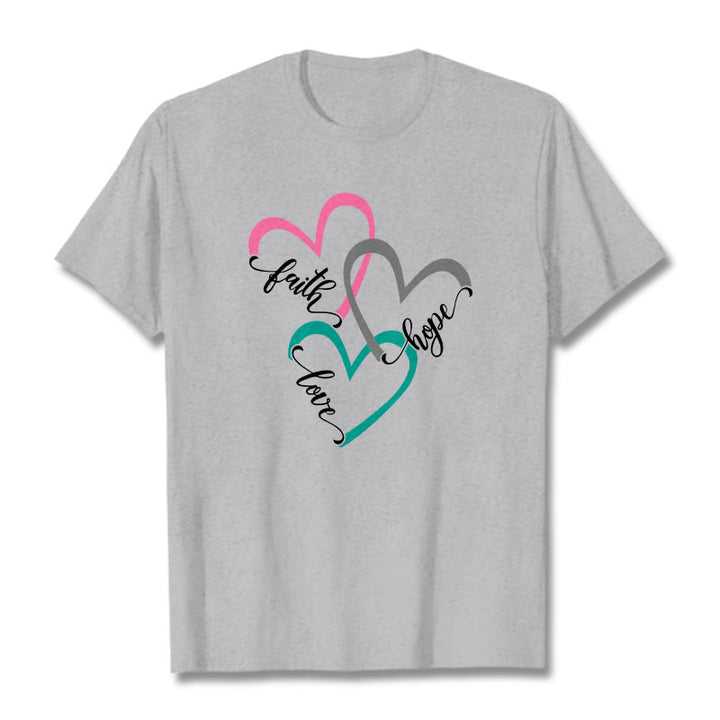 Christianartworkshop Faith Hope Love Christian Heart Design Unisex T-shirt for Believers - Grey - 2XL - image 19