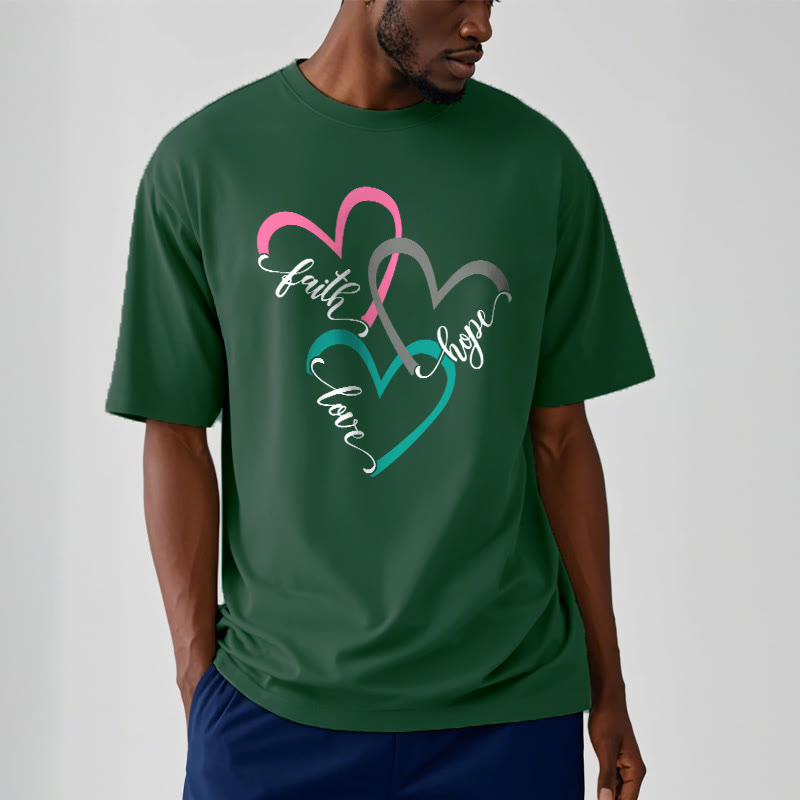 Christianartworkshop Faith Hope Love Christian Heart Design Unisex T-shirt for Believers - image 10