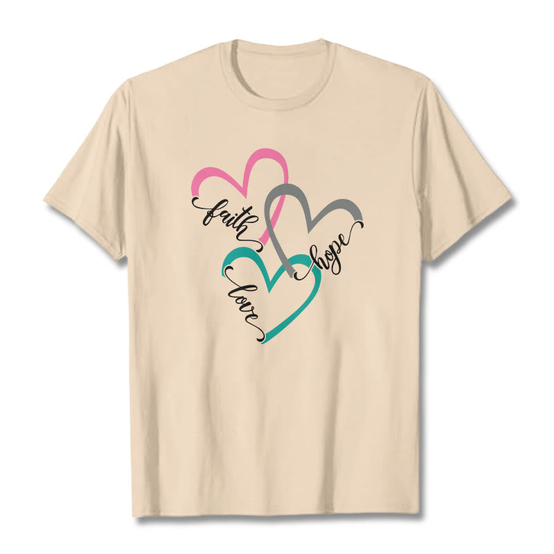 Christianartworkshop Faith Hope Love Christian Heart Design Unisex T-shirt for Believers - Beige - 2XL - image 11