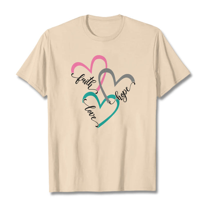 Christianartworkshop Faith Hope Love Christian Heart Design Unisex T-shirt for Believers - Beige - 2XL - image 11