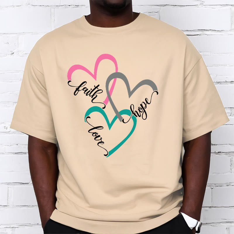 Christianartworkshop Faith Hope Love Christian Heart Design Unisex T-shirt for Believers - image 12