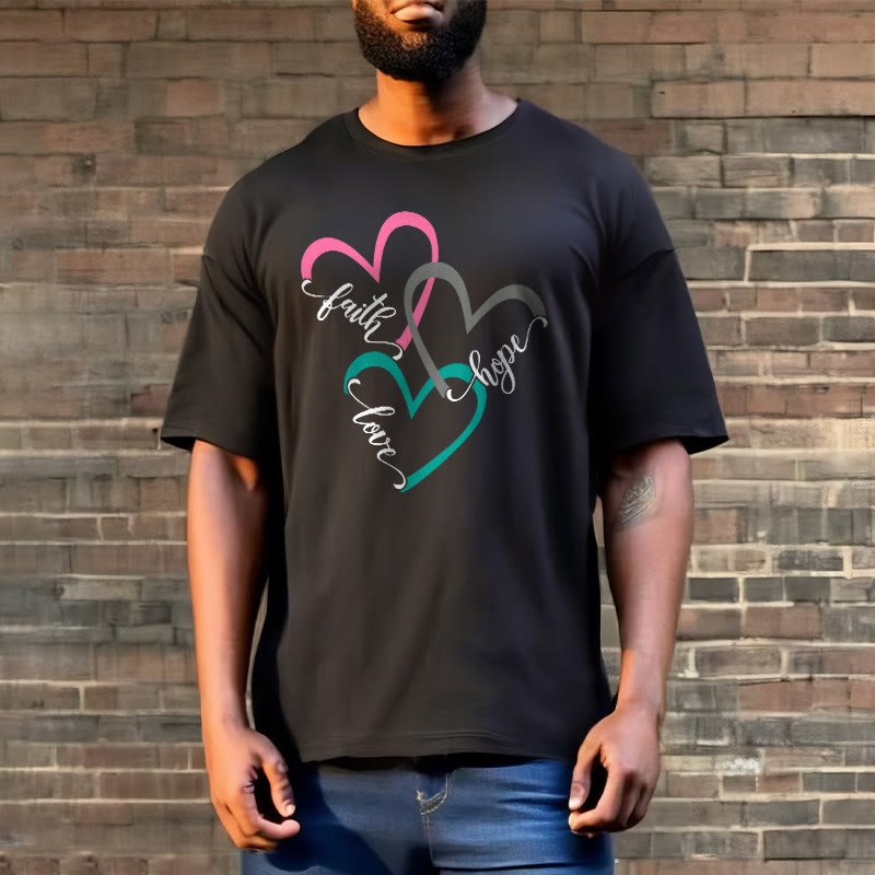 Christianartworkshop Faith Hope Love Christian Heart Design Unisex T-shirt for Believers - image 5