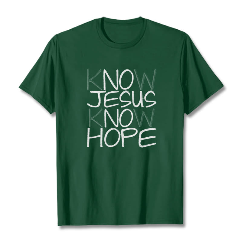 Christianartworkshop Know Jesus Know Hope Faith Statement Unisex T-shirt - Dark Green - 2XL - image 9