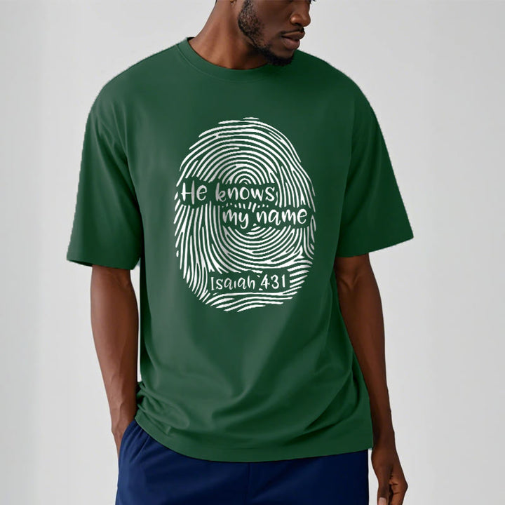 Christianartworkshop He Knows My Name Fingerprint Bible Verse Unisex T-shirt - image 10