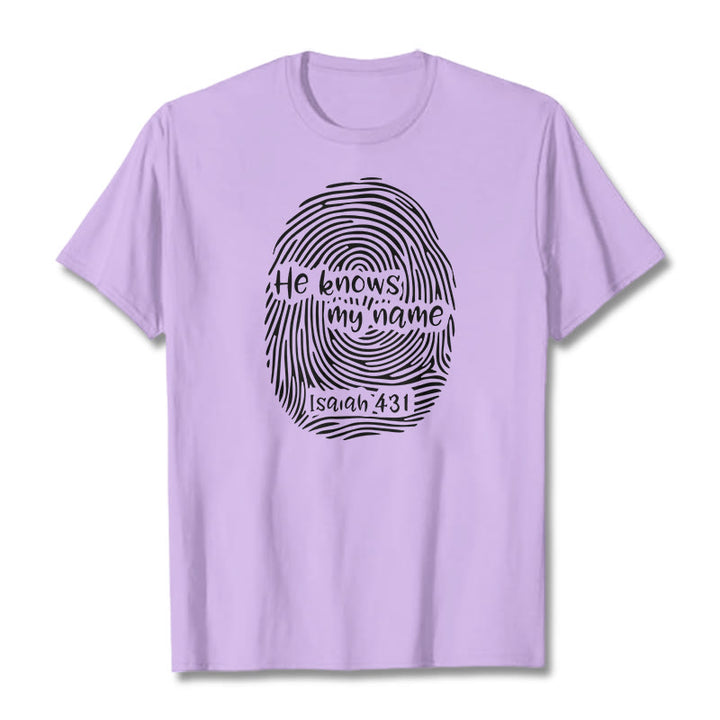 Christianartworkshop He Knows My Name Fingerprint Bible Verse Unisex T-shirt - Light Purple - 2XL - image 13